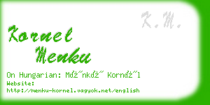 kornel menku business card